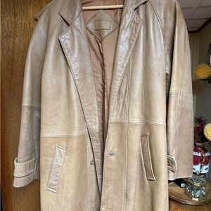 Tan Leather Trench Coat